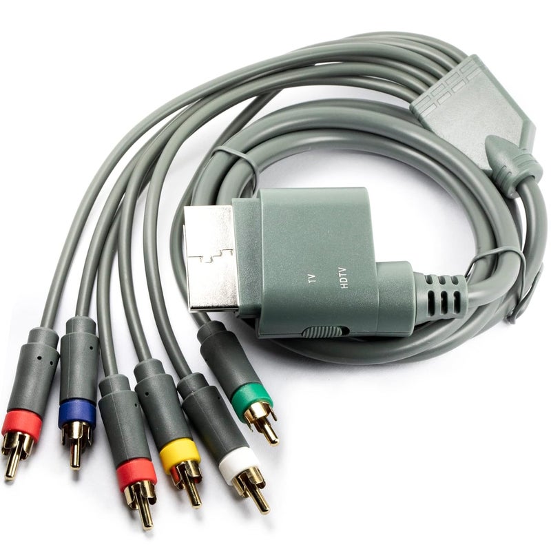 whiteeeen كابل AV مكون بطول 1.8م / 6 قدم 2 في 1 للفيديو لجهاز Xbox 360 / Xbox 360 Slim رمادي - Image 3